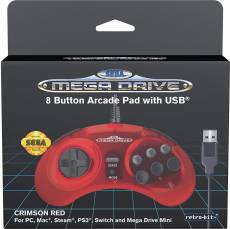 Retro-Bit - SEGA Mega Drive 8-Button USB Controller (Crimson Red) voor de PC Gaming kopen op nedgame.nl